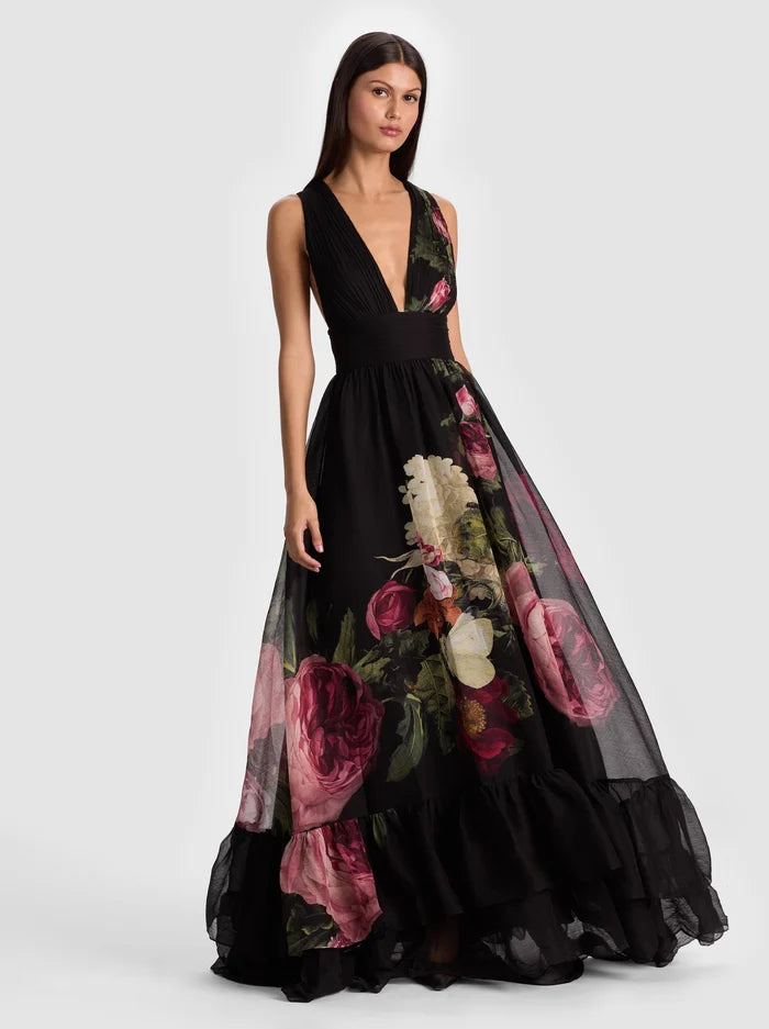 ROYA GOWN WITH DETACHABLE CAPE