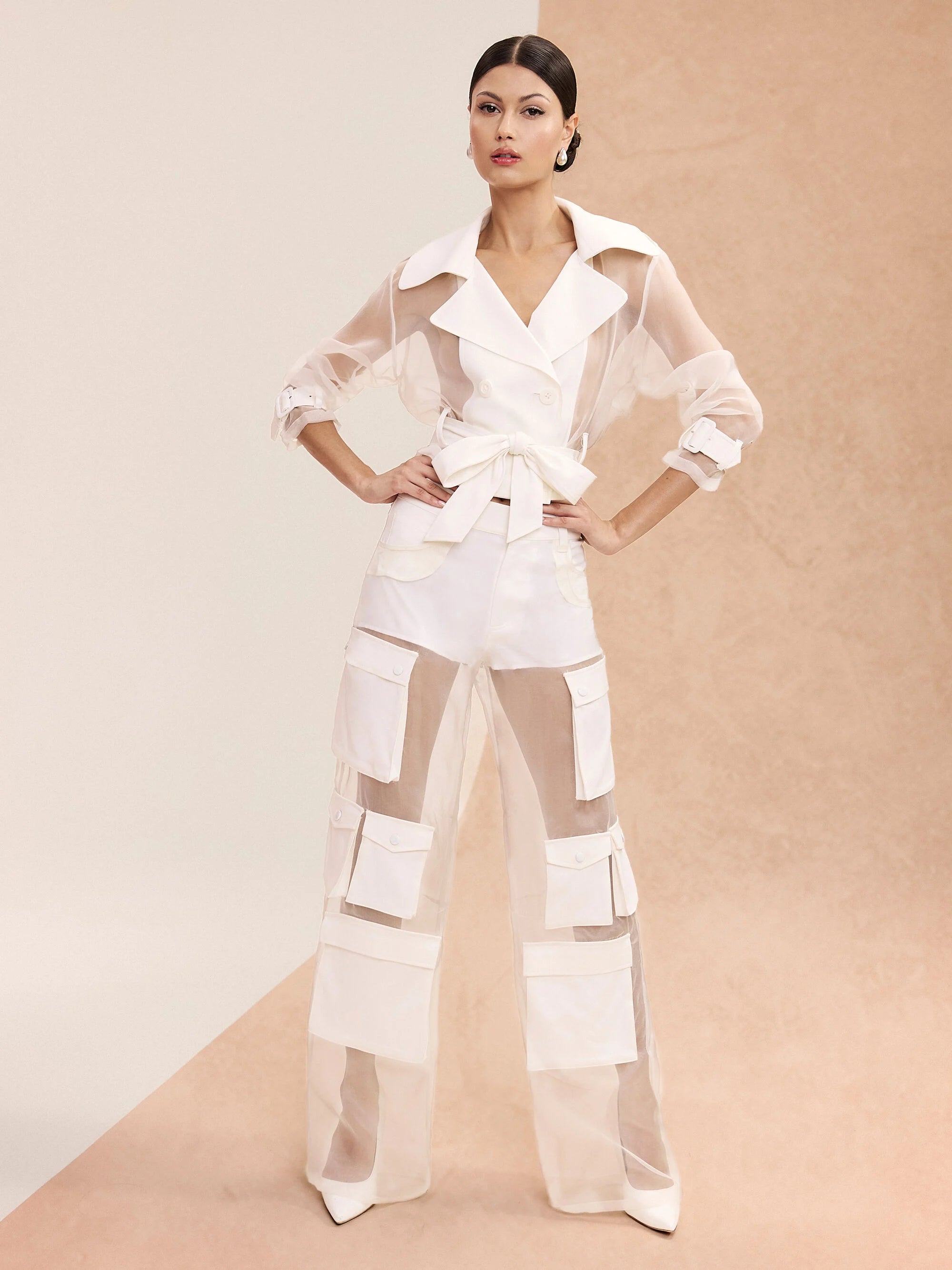 KEITH SHEER COMBO CROPPED TRENCH