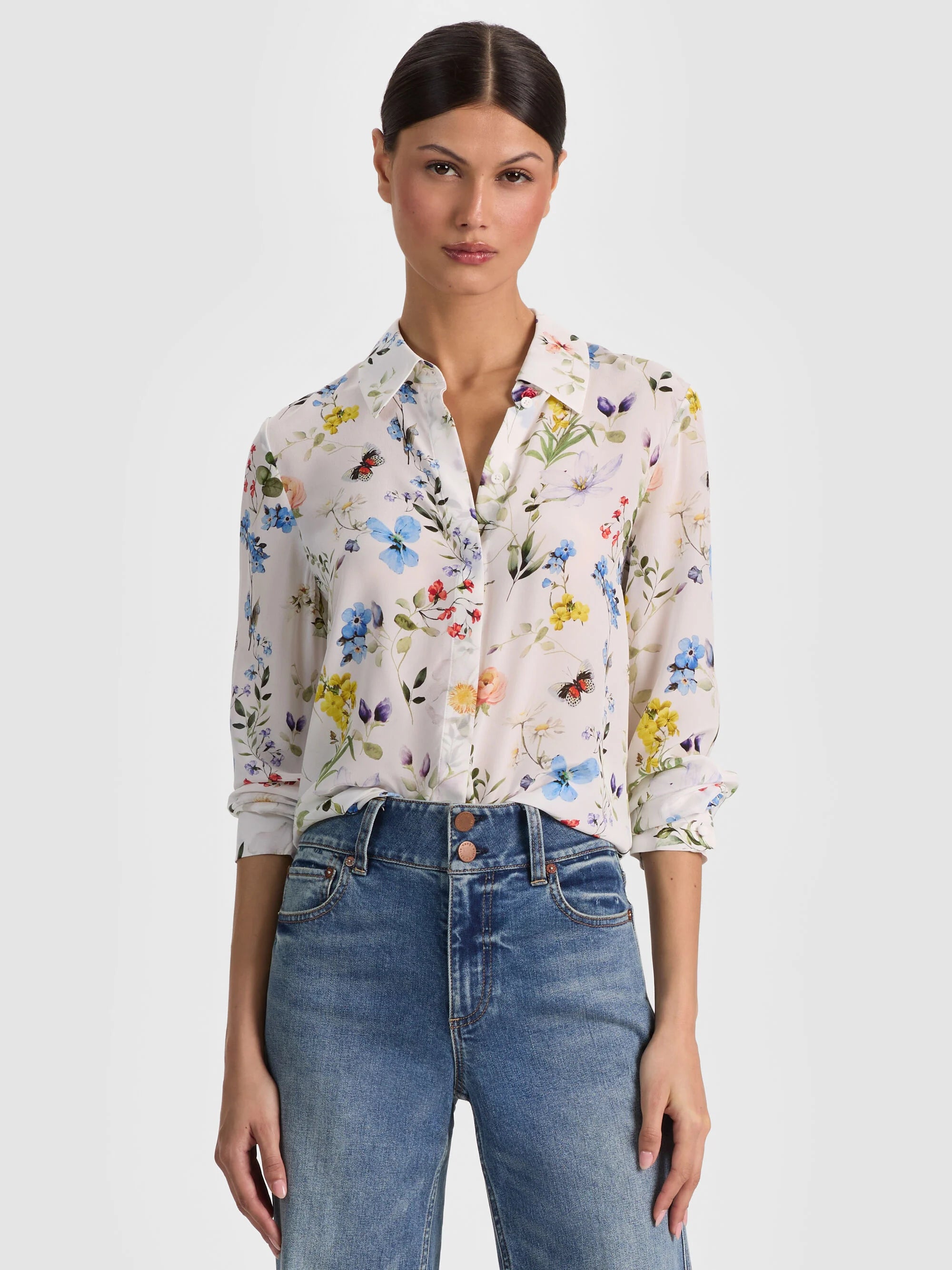 WILLA SILK BLOUSE IN TWISTING VINES OFF WHITE
