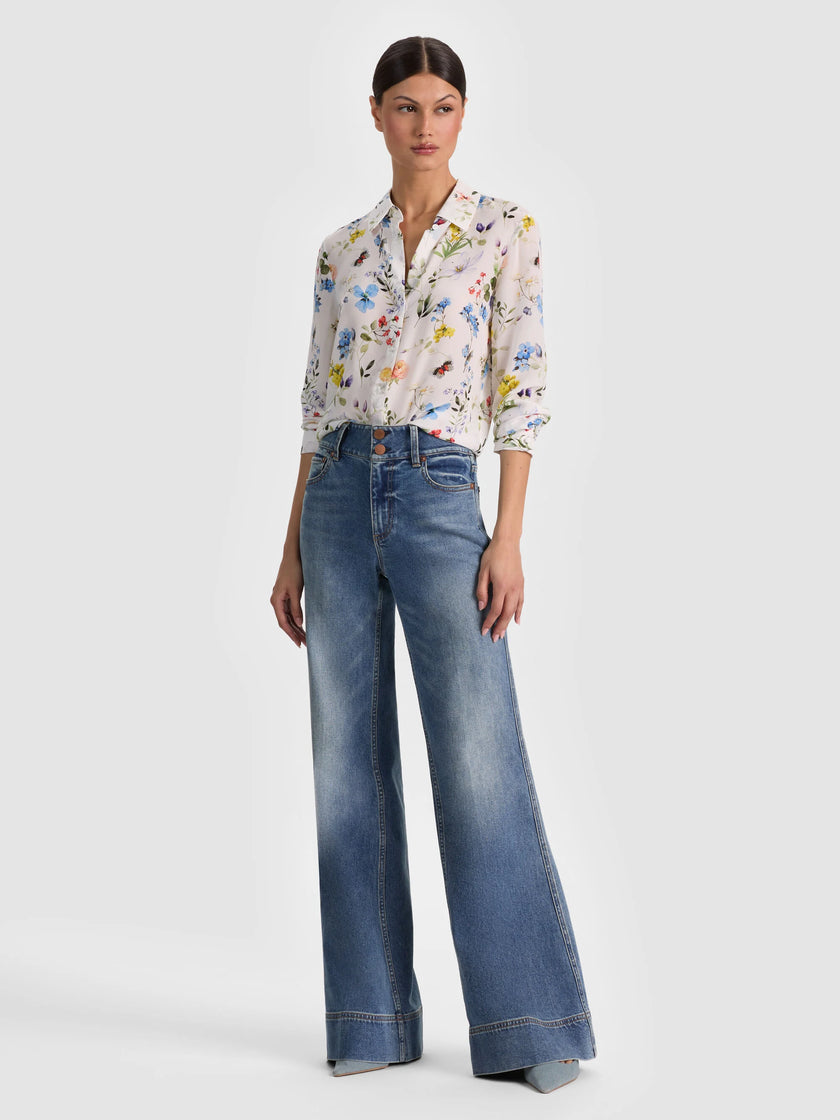 WILLA SILK BLOUSE IN TWISTING VINES OFF WHITE
