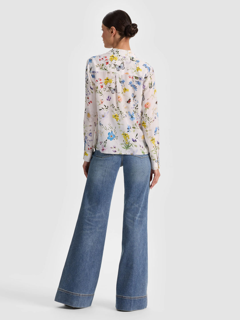 WILLA SILK BLOUSE IN TWISTING VINES OFF WHITE