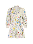CORA VOLUMINOUS TIERED MINI SHIRT DRESS IN TWISTING VINES