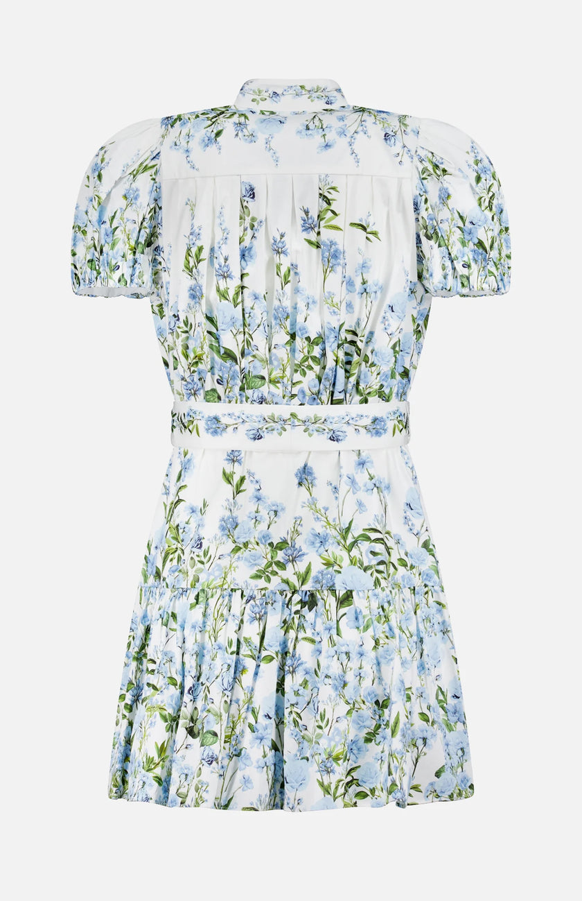 CORA TIERED MINI SHIRTDRESS IN FRESH AIR CAROLINA BLUE