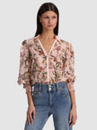 CHARIS BUTTON DOWN BLOUSE IN SUNSET GROVE ENGLISH ROSE