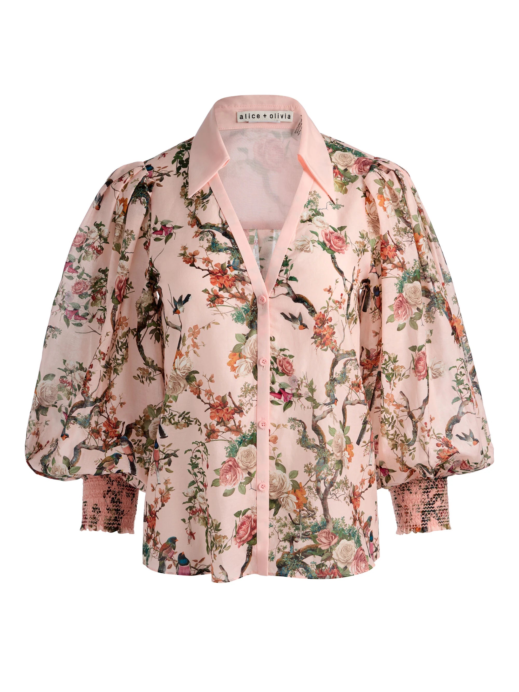 CHARIS BUTTON DOWN BLOUSE IN SUNSET GROVE ENGLISH ROSE