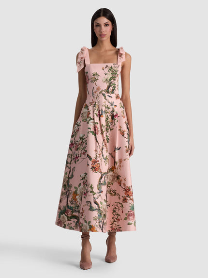 HANA MIDI DRESS IN SUNSET GROVE ENGLISH ROSE