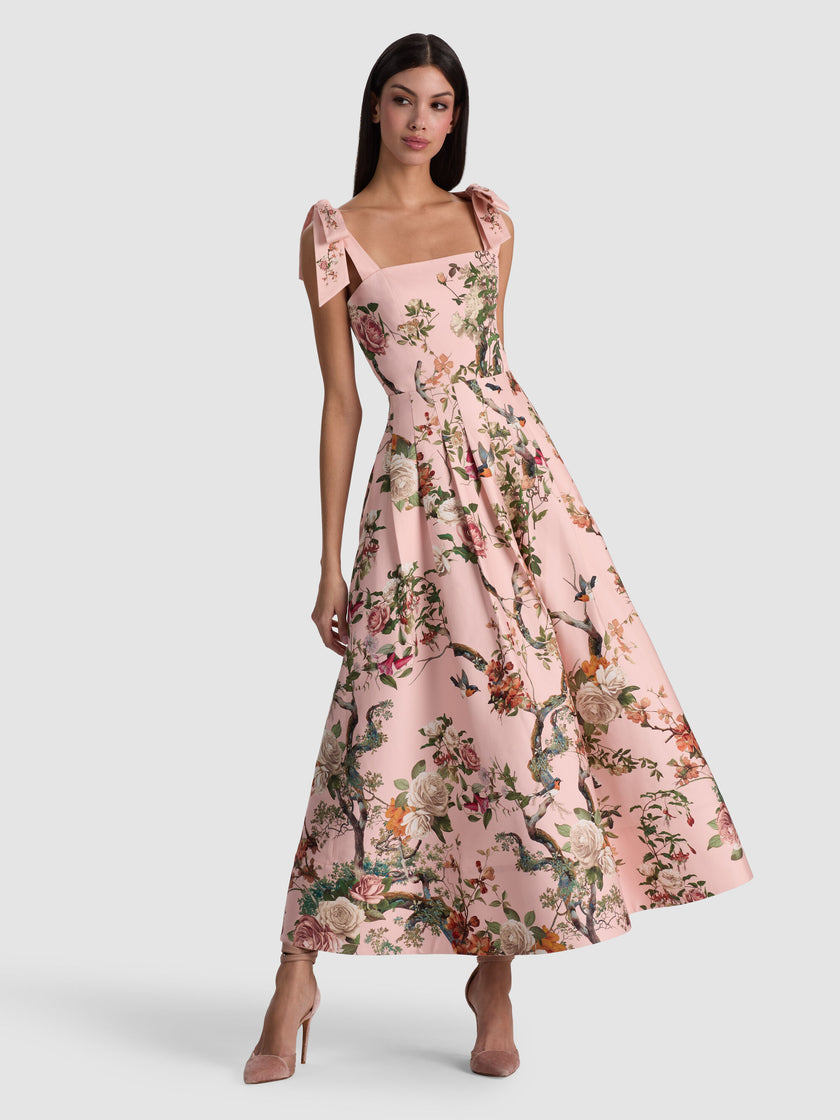 HANA MIDI DRESS IN SUNSET GROVE ENGLISH ROSE