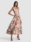 HANA MIDI DRESS IN SUNSET GROVE ENGLISH ROSE