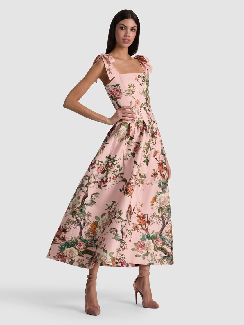 HANA MIDI DRESS IN SUNSET GROVE ENGLISH ROSE