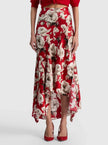 ROSA MIDI SLIP SKIRT IN ROSE GARDEN SM HIBISCUS