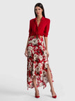 ROSA MIDI SLIP SKIRT IN ROSE GARDEN SM HIBISCUS