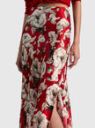 ROSA MIDI SLIP SKIRT IN ROSE GARDEN SM HIBISCUS