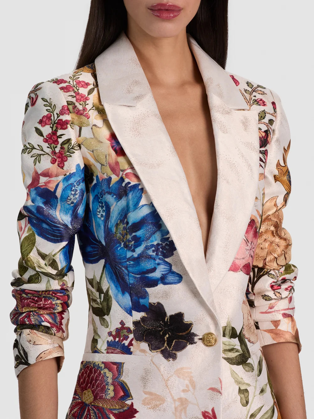 DENNY SLIM NOTCH COLLAR BOYFRIEND BLAZER IN FALLEN PETALS