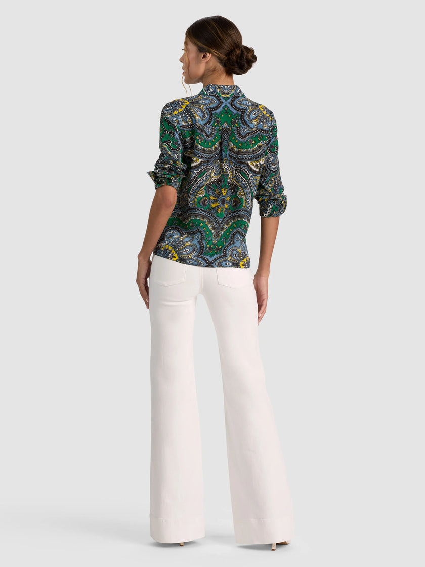 WILLA SILK BLOUSE IN BON VOYAGE DEEP EMERALD