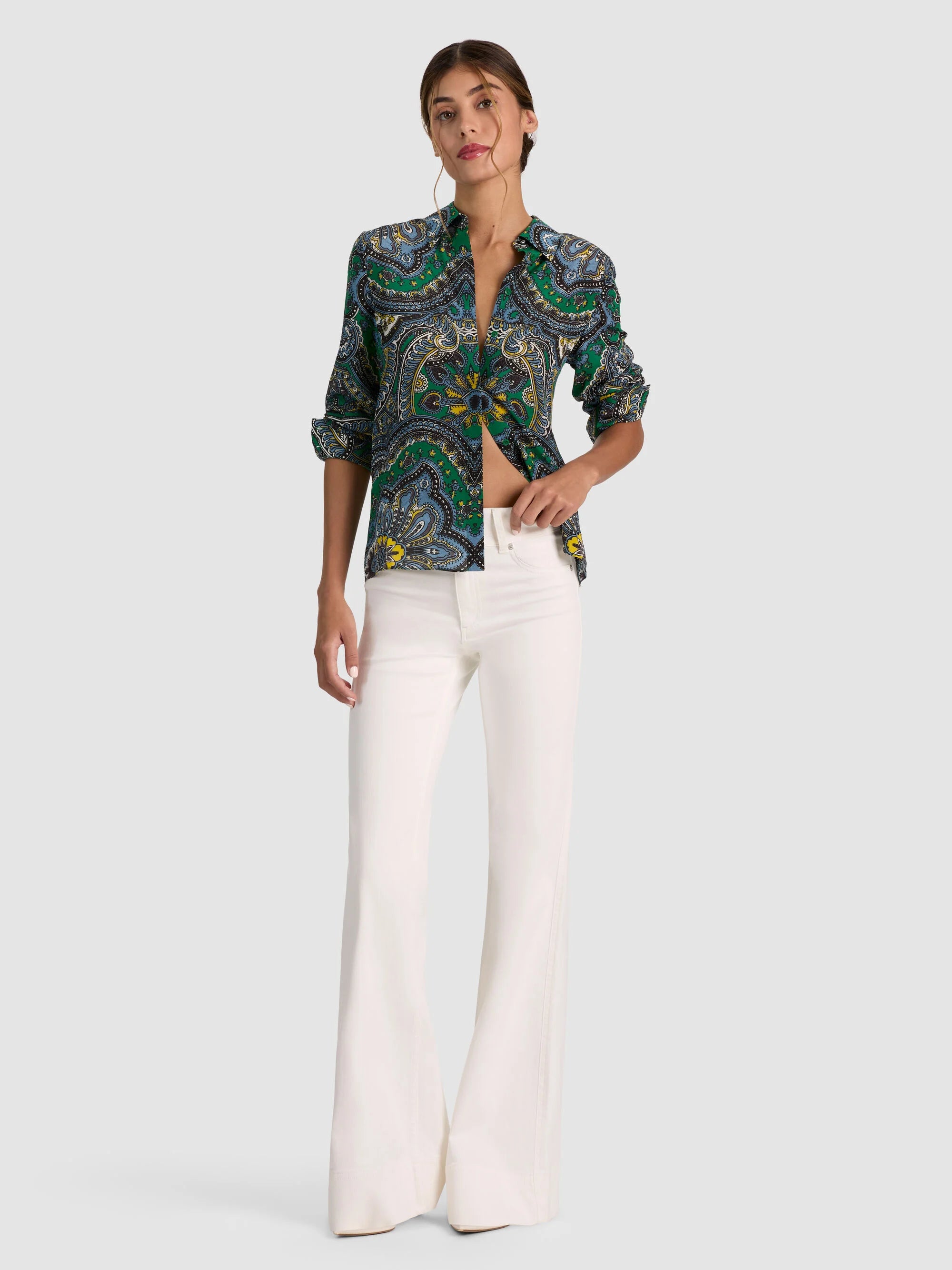 WILLA SILK BLOUSE IN BON VOYAGE DEEP EMERALD