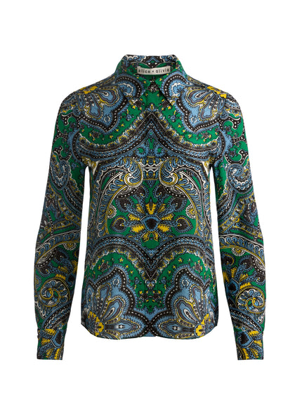 WILLA SILK BLOUSE IN BON VOYAGE DEEP EMERALD