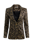 MACEY FITTED BLAZER IN BLACK AND GOLD