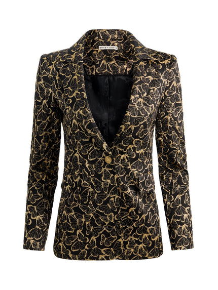 MACEY FITTED BLAZER IN BLACK AND GOLD