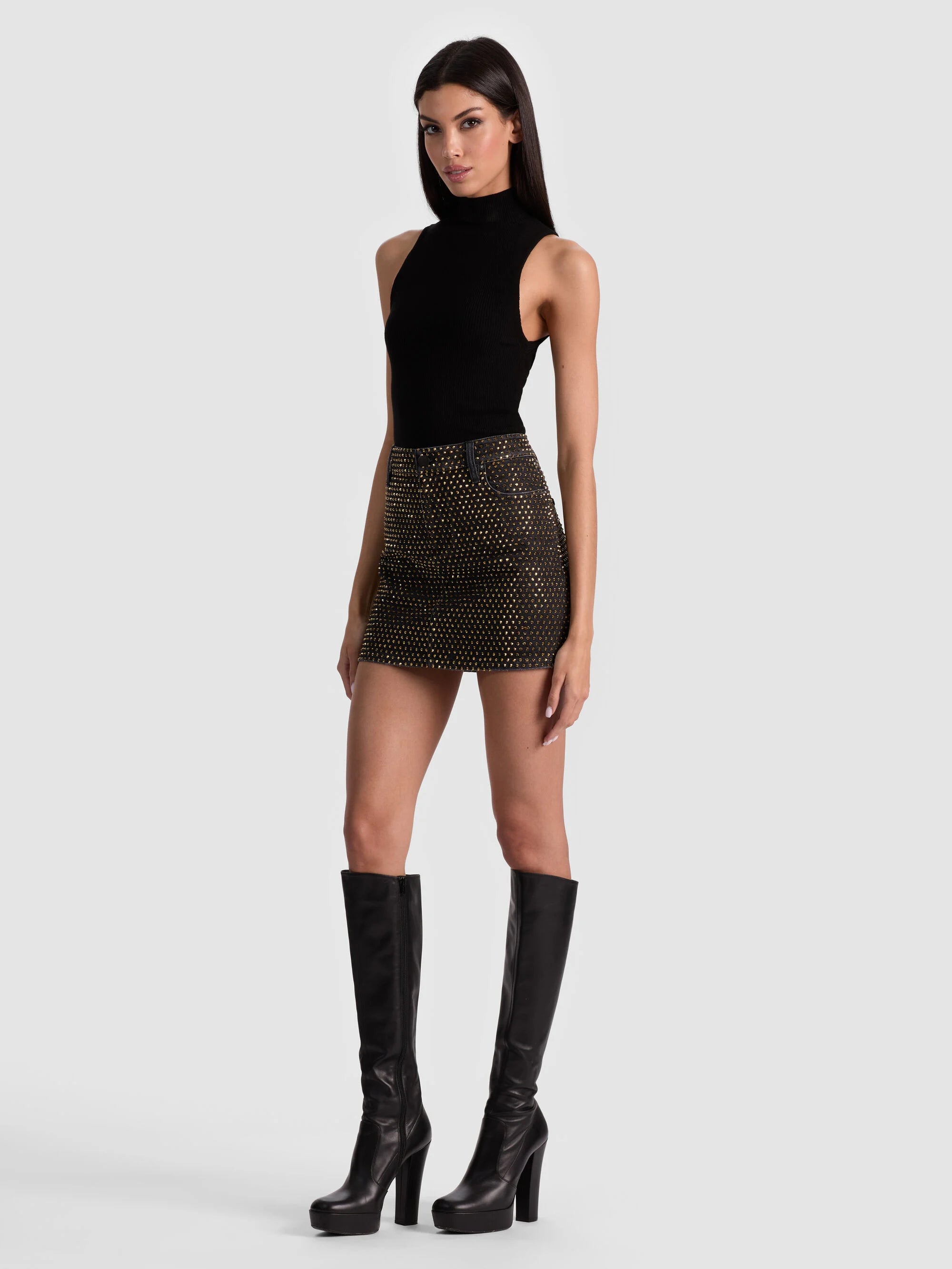 JOSS EMBELLISHED DENIM SKIRT