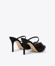 CECILE 90 BLACK SATIN HEELED MULES