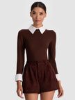 PORLA COLLARED SWEATER IN DARK CHOCOLATE