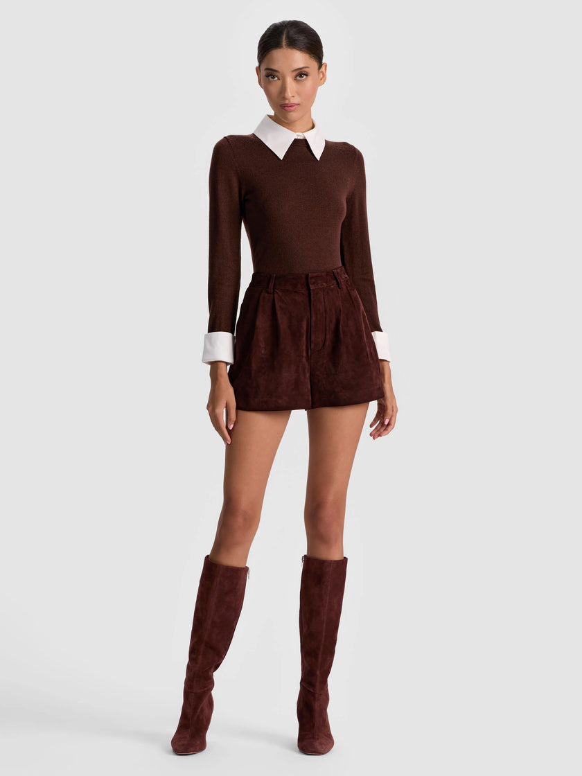 PORLA COLLARED SWEATER IN DARK CHOCOLATE
