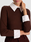 PORLA COLLARED SWEATER IN DARK CHOCOLATE