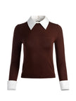 PORLA COLLARED SWEATER IN DARK CHOCOLATE