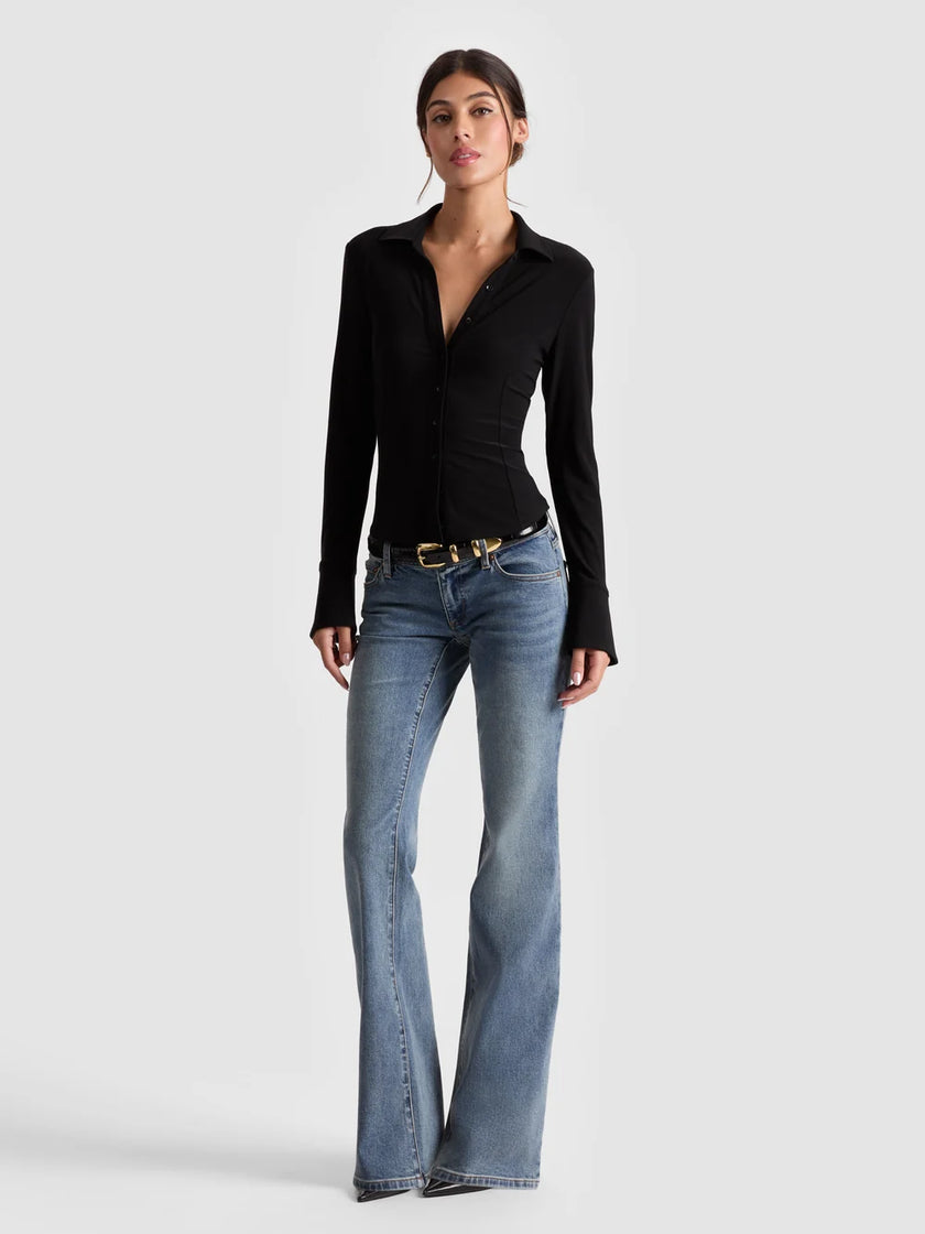 FREYA BUTTON DOWN TOP IN BLACK