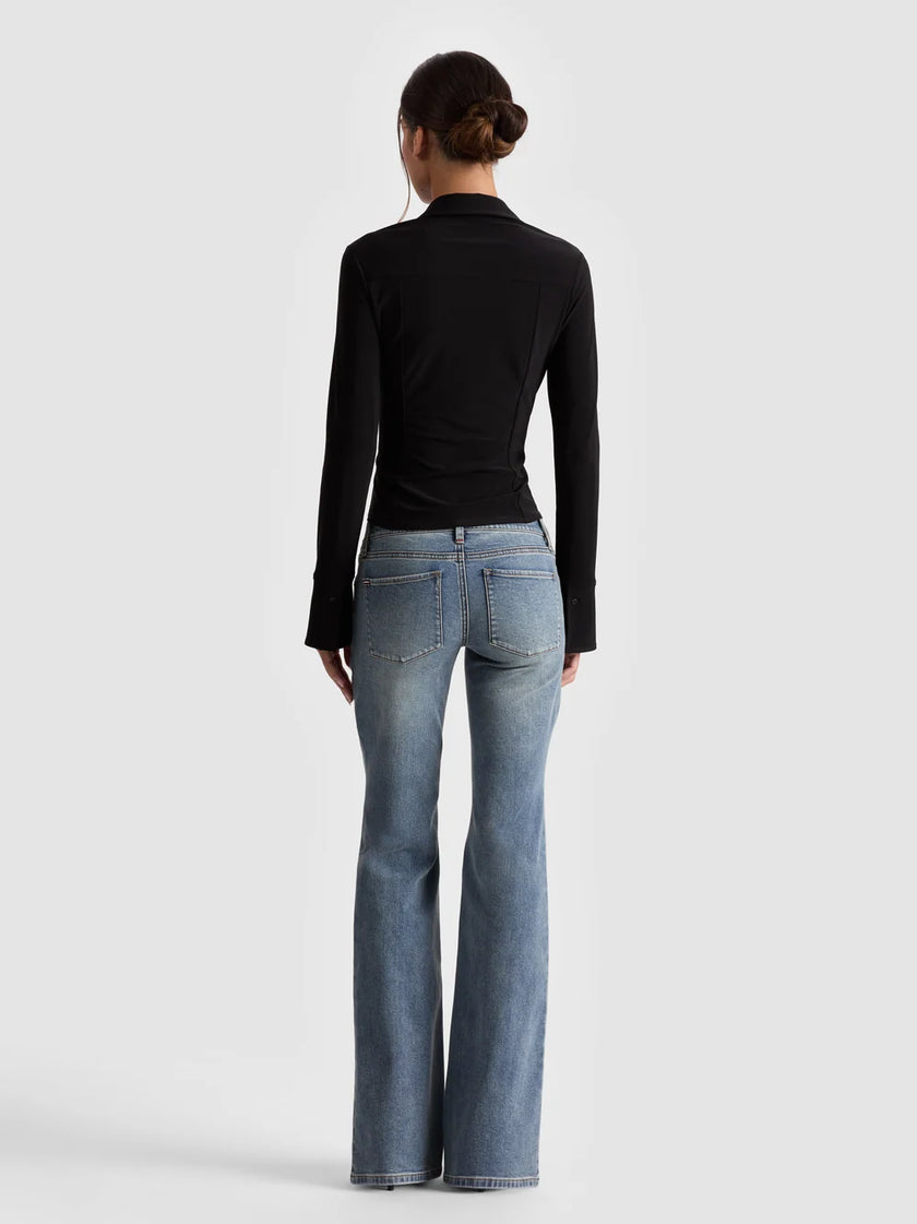 FREYA BUTTON DOWN TOP IN BLACK