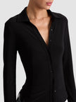 FREYA BUTTON DOWN TOP IN BLACK