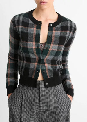 CASHMERE PLAID CARDIGAN