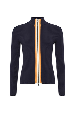 CHARLIZE DOUBLE ZIP STRIPE SWEATER