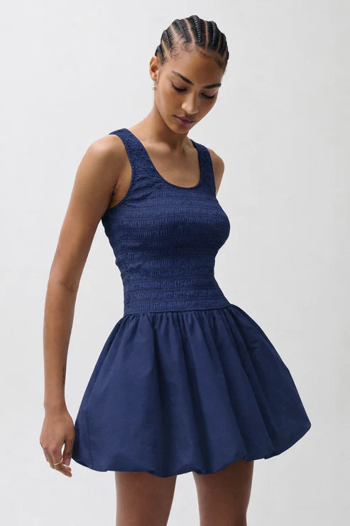ILONA BUBBLE HEM DRESS IN PEACOAT