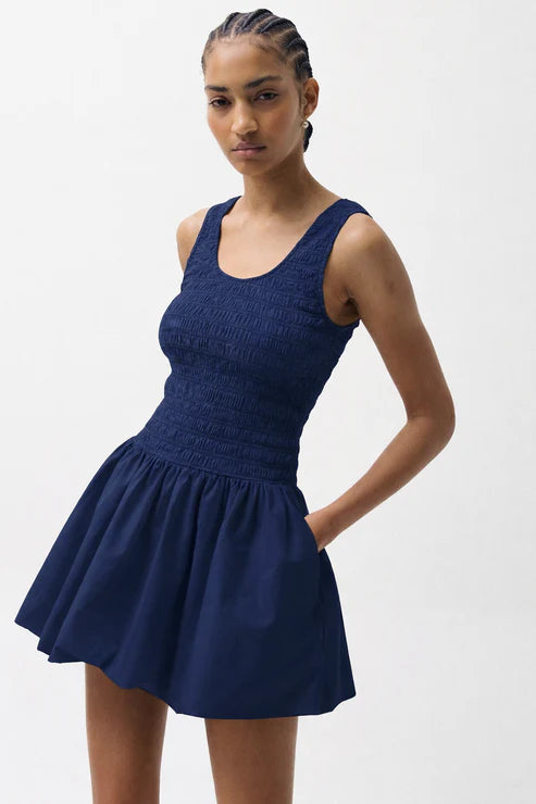 ILONA BUBBLE HEM DRESS IN PEACOAT