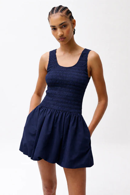 ILONA BUBBLE HEM DRESS IN PEACOAT