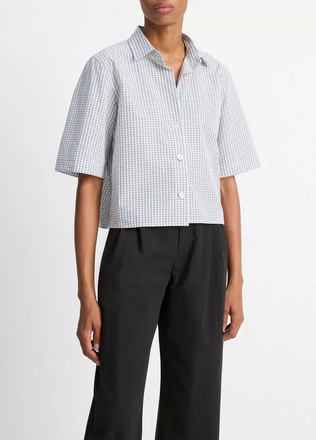 CHECKED COTTON CROPPED SHIRT