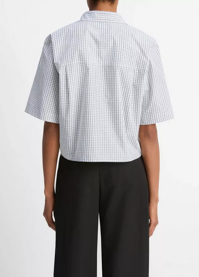 CHECKED COTTON CROPPED SHIRT