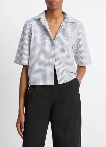 CHECKED COTTON CROPPED SHIRT