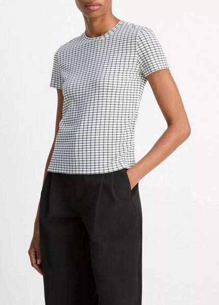 CHECKED SMOCKED TSHIRT