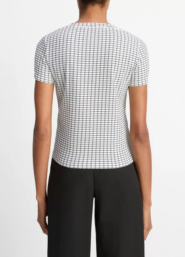 CHECKED SMOCKED TSHIRT