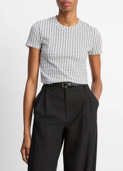 CHECKED SMOCKED TSHIRT