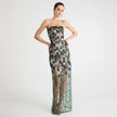 CHER BEADED STRAPLESS DRESS WITH SHEER SKIRT