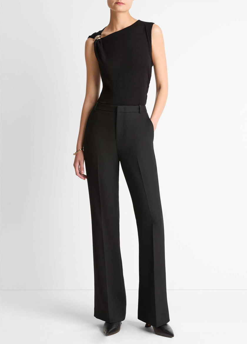 CINCHED SHOULDER WOOL BLEND TOP