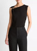 CINCHED SHOULDER WOOL BLEND TOP