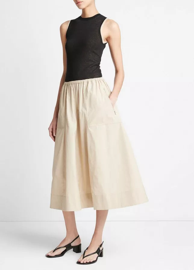 GATHERED UTILITY ZIPPER POCKET SKIRT