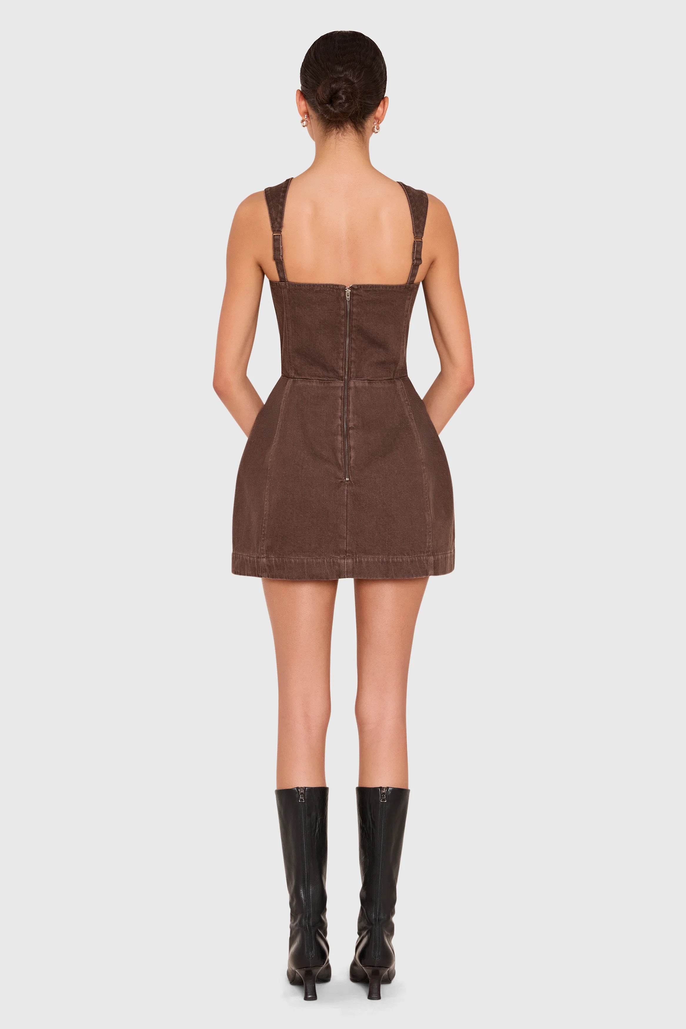 BETHANY ROMPER IN BROWN DENIM