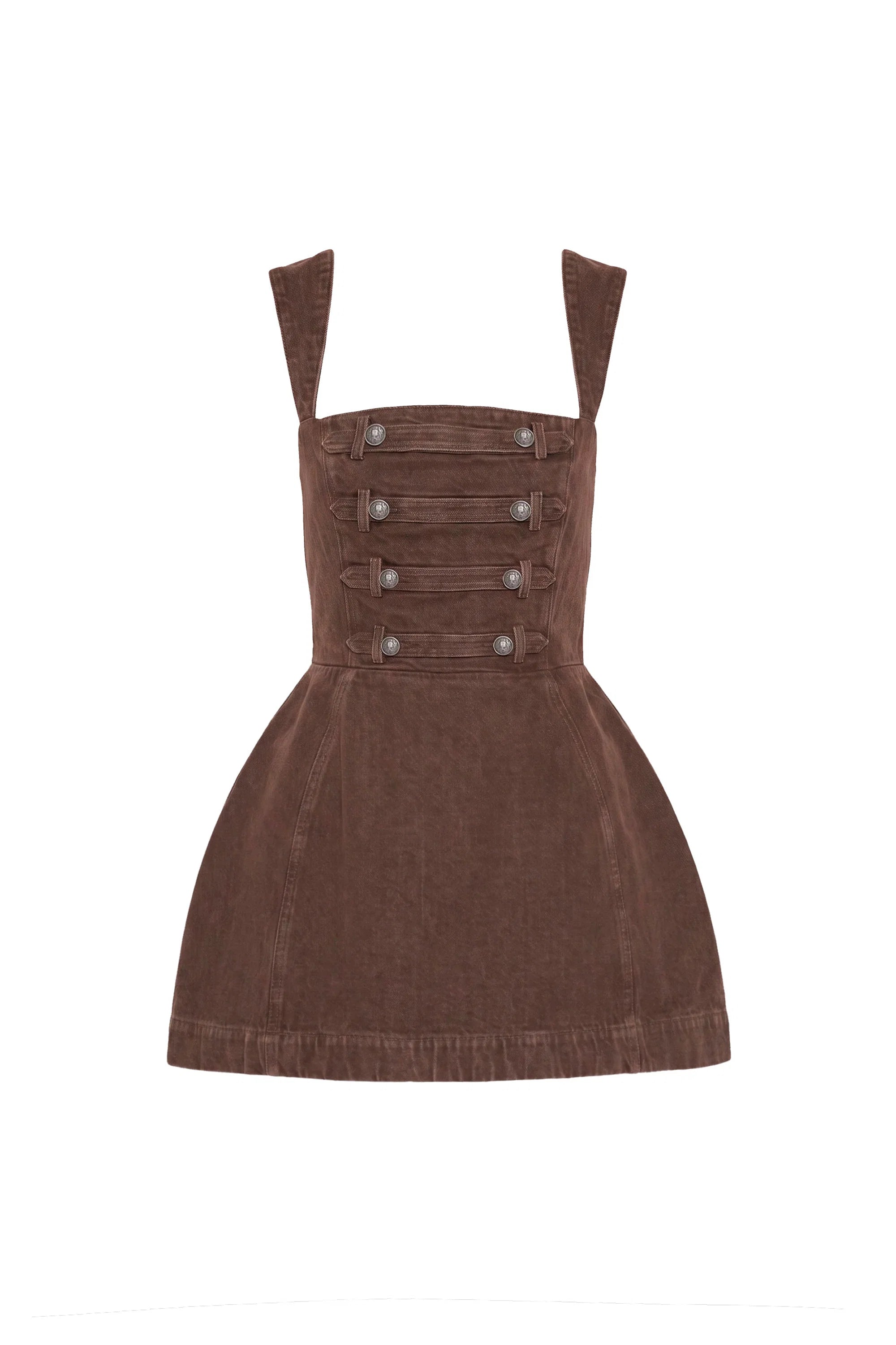 BETHANY ROMPER IN BROWN DENIM