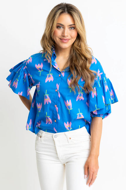 POPPY RUFFLE SLEEVE TOP