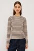 COTTON CASHMERE LONG SLEEVE TSHIRT IN HEATHER OAT STRIPE